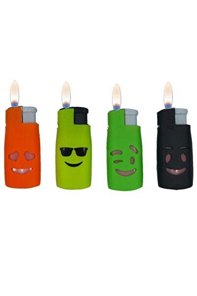 X-Lite Smiley Kılıflı Manyetolu 4 Lü Çakmak Renklı