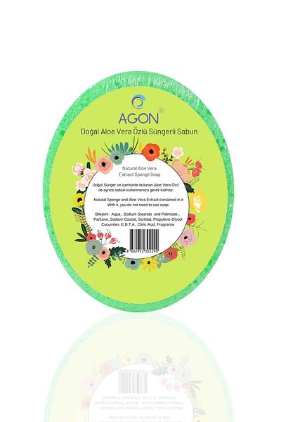 Agon Natural Handmade Aloe Vera Extract Soap Body Shower Sponge