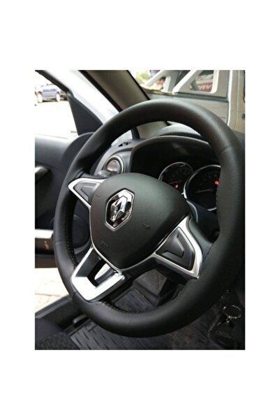 Genel Markalar Renault Fluence Dikmeli Direksiyon Kılıfı Siyah Düz Deri Kokus...