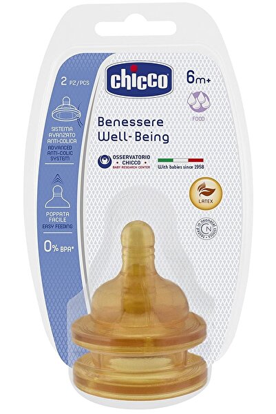 Chicco Wellbeing Kauçuk Biberon Emziği 6 Ay+ Mama Akışlı Ikili Paket