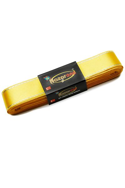 Nazarone Yellow Satin Glitter Ribbon - 3Cm-10Mt