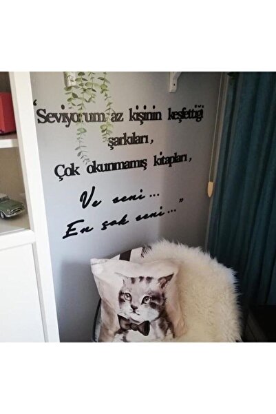 NT Handmade Siyah Ahşap Seviyorum Az Kişinin.. Duvar Dekoru - Salon Oturma Ya...
