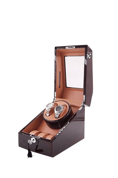 STAND MARKET Automatic Watch Winding Box, Watch Winder Piano Brown with LED System 2 3