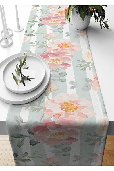Pilloveland Runner baby Rose Desenli Süet Dokuma 140*40 Cm