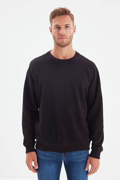 Trendyol Collection Μαύρο φούτερ Oversize/Wide Cut χωρίς αναγνωριστικό TMNAW22SW0612