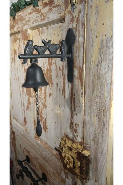 HOUSE2HOME Handmade Brass Door Bell with Bird, 4 Bells with Bird, Oxide Black