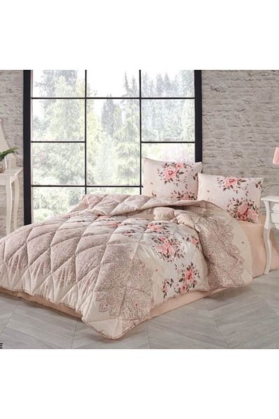 Kristal Yaren Brown Quilt Set Double