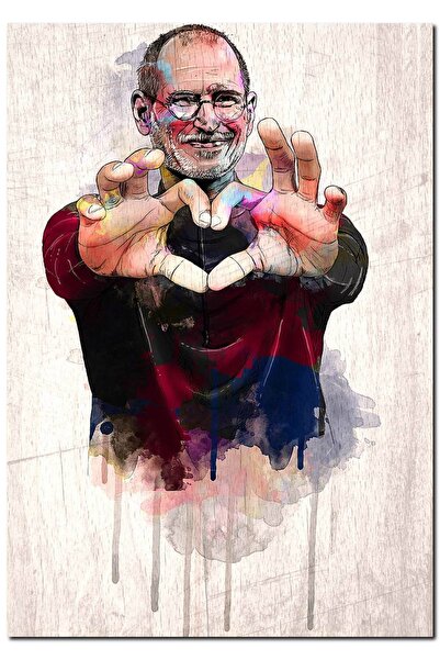 Cakatablo Ξύλινος πίνακας Στιβ Τζομπς με εικονογράφηση καρδιάς (Μέγεθος 25x35...