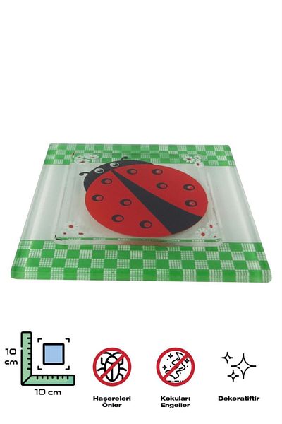 AVMmarketim غطاء صرف الحمام الزجاجي ديكور 2 قطعة غطاء صرف زجاجي 10x10 سم الخنفساء