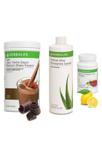 Herbalife Ekonomik Set ( Shake Çikolata 550 Gr. - Aloe 473 Ml.. - Limon Çay 5...