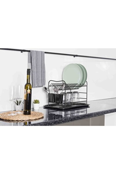 ELANT Set Üstü Tabaklık Ve Bardaklık Siyah 43,5x27x/27,5