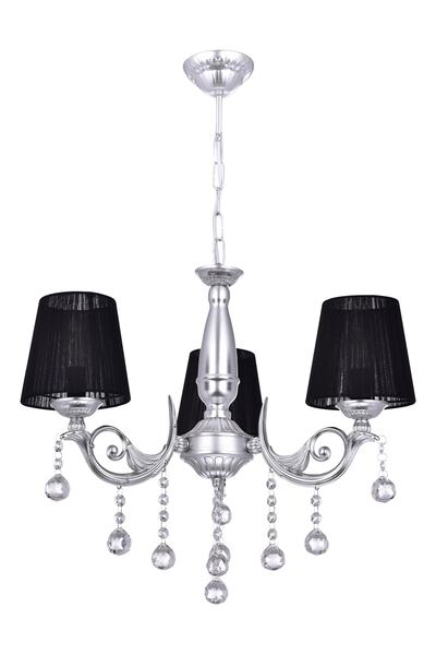 polataydinlatma Pırıltı 3 Lü Avize Silver (siyah Şapkalı)