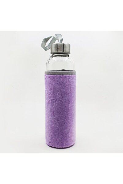 Hediye Kesesi Peluş Kılıflı Cam Su Şişesi 500 ml