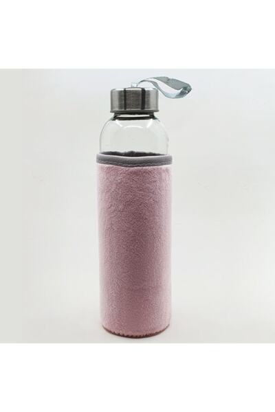 Hediye Kesesi Peluş Kılıflı Cam Su Şişesi 500 Ml