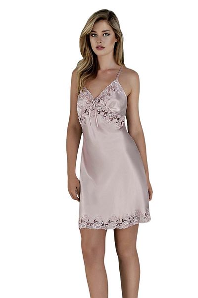 Espuar Women's Powder 6 Piece Lace Detailed Satin Nightgown-dressing gown-pajamas-shorts Dowry Set 1310