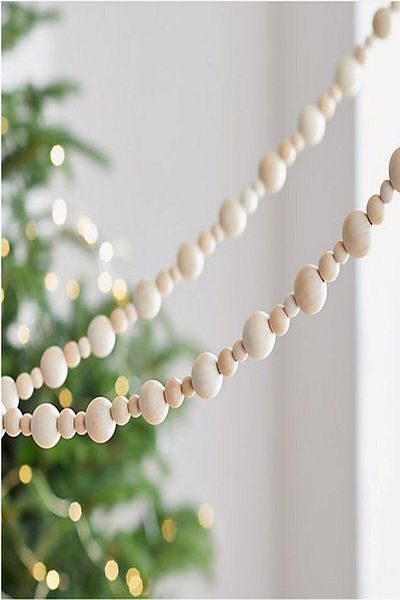 Emtory Home Στολίδι Χριστουγεννιάτικου Δέντρου 100 cm από φυσικές ξύλινες χάντρες