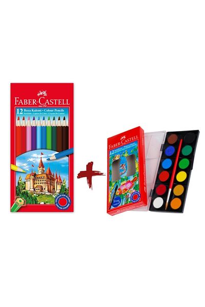 Faber Castell 12 Pieces Full Size Dry Paint and 12 Pieces Small Size Water Paint
