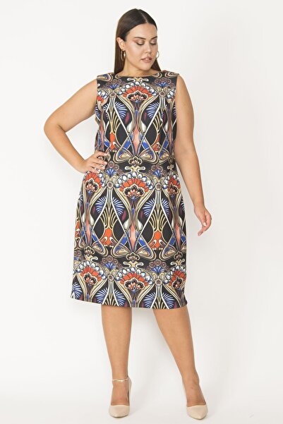 Şans Жіноча кольорова довга сукня без бретелей плюс розміру 65n34443