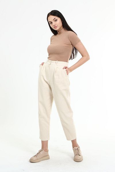 2K&M Nude Off-White High Waist Jeans
