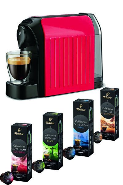 Tchibo Cafissimo Easy - Red Capsule Coffee Machine and Local Coffee Set