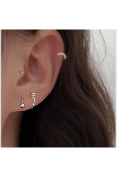 Erer Gümüş Steel Bulk Single Piercing Cartilage Earrings
