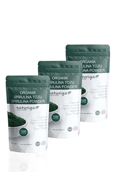 Naturiga 3'lü Paket Organik Spirulina Tozu Vegan 100 Gr