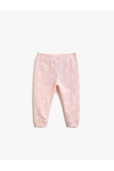 Koton Girl's Pink Patterned/01F Sweatpants