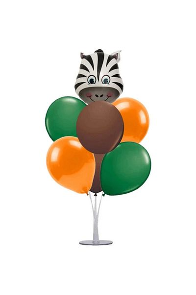 KÖŞEM AVM Köşem Gift Ornamental Balloon Stand Zebra Safari Themed Balloon Bunch