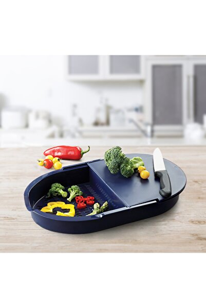 Decobella لوح تقطيع بغرفة مزدوجة مع مصفاة، لوح تقطيع للنزهة