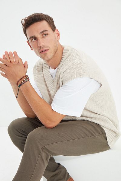 Trendyol Collection Sweater Vest - Beige - Regular fit