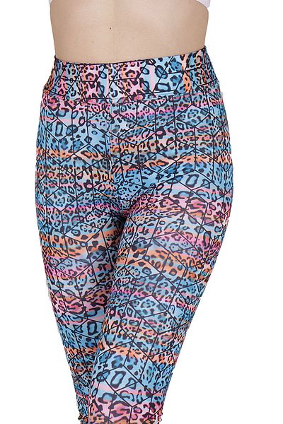 FORE SPORT Jambiere sport colorate cu model de leopard de damă, cu talie înaltă