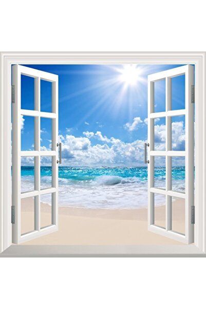 StickerArt Pencere Poster Duvar Kağıdı Deniz Güneş Yapışkanlı Sticker