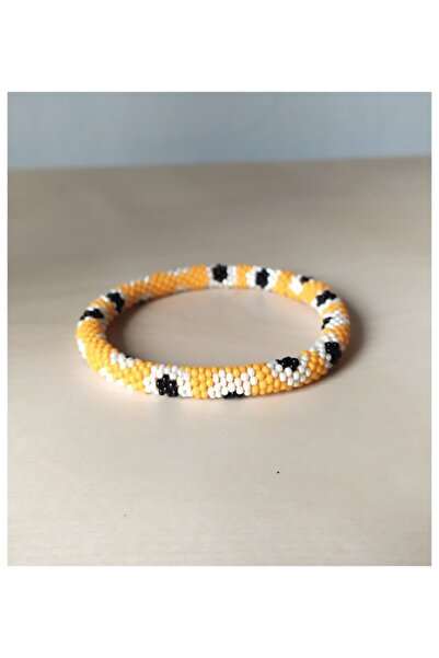 Pötikare Butik Atölye Nepal Knitted Bracelet with Orange Flowers