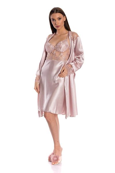 Espuar 260 High Quality Satin Lace Nightgown And Dressing Gown Set