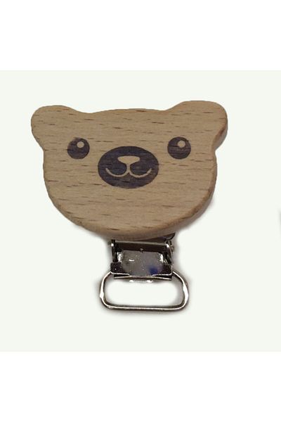orhanucuzluk Figured Wooden Pacifier Clip Teddy Bear