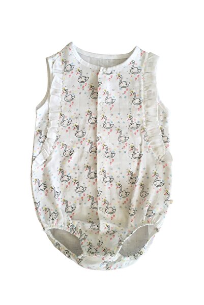 For My Baby Kız Bebek Kuğu Desenli Müslin Body