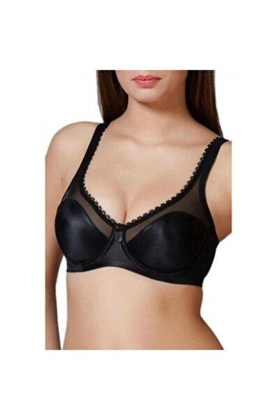 SayaSocks Γυναικείο Μαύρο Νέο Pearl Gathering Underwire Minimizer σουτιέν