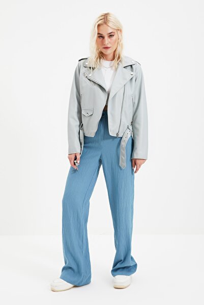 Trendyol Collection Modré klasické volné kalhoty TWOSS20PL0028