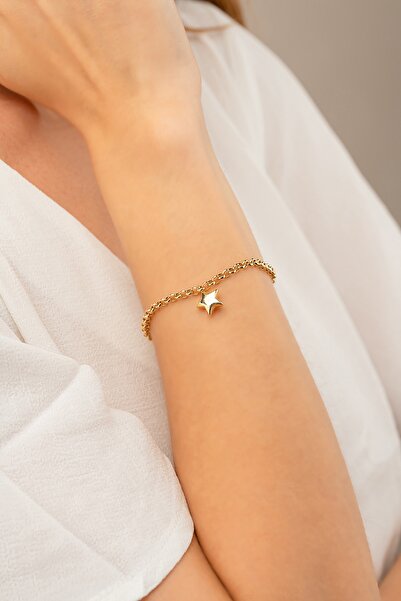 GençTaş Kuyumculuk 14 Ayar Altın Doch Zincirli Yıldız Kadın Bileklik