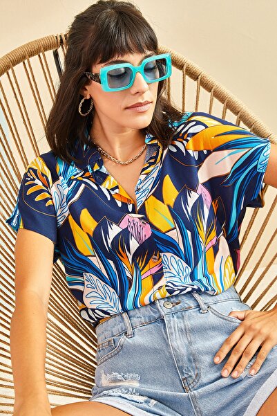 Bianco Lucci Női több mintás denevér ujjú viszkóz ing