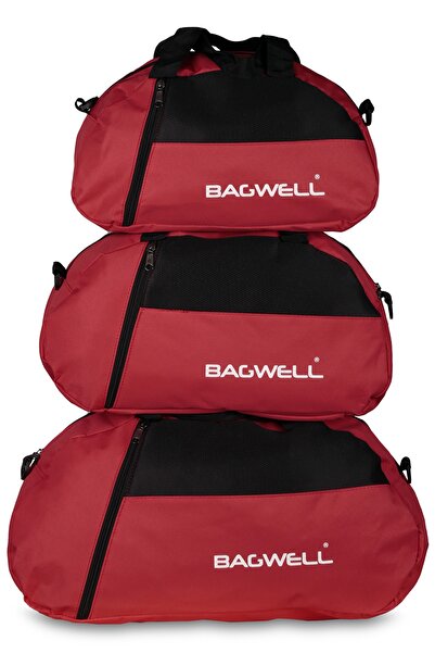 BAGWELL 3'lü Set Kırmızı Spor Ve Seyahat Çantaları