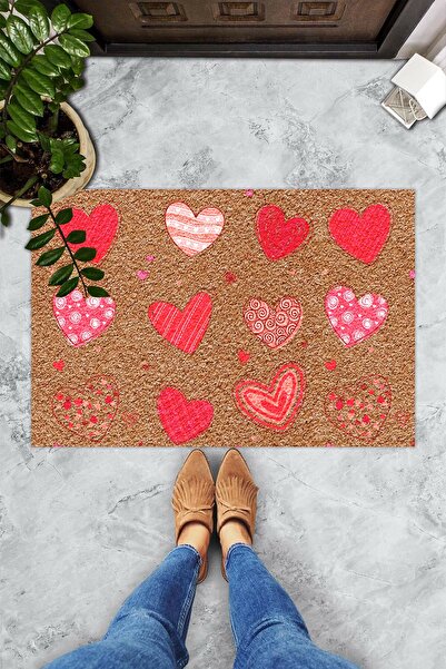 Evsebu Pink Hearts Decorative Door Mat