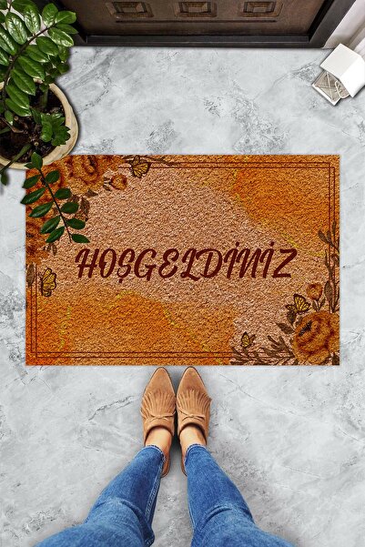 Evsebu Covoraș decorativ de bun venit pentru ușă, maro închis