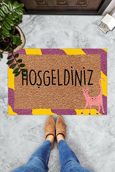 Evsebu Pink Cat Welcome Decorative Door Mat