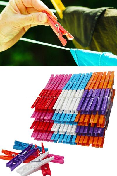 Doğuş Pazar 144 Pieces of Clothes Pegs Anti-Slip Pegs Set