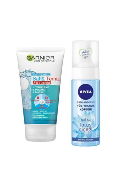 Garnier Saf & Temiz 3ü1 Arada Maske 150 Ml + Nivea Canlandırıcı Yüz Yıkama Köpüğü 150 Ml