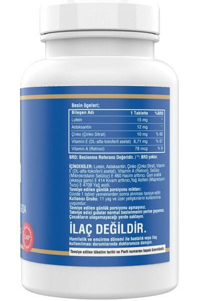 Nevfix Ncs Lutein 15 Mg Astacanthin 12 Mg 180 Tablet Zinc Vitamin A