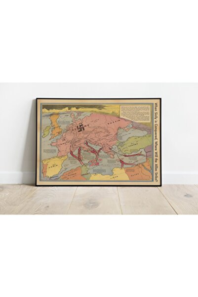 Pegziz 2. Dünya Savaşı Haritası Sanatsal Duvar Dekorasyon Poster 60x90cm.