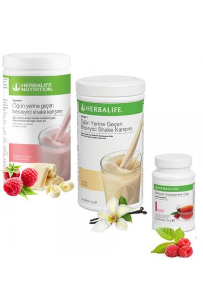 Herbalife Besleyici Shake Karışımı Formül 1 Ahududu 550g 1 Vanilya 550g Ahudu...