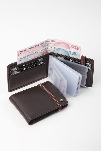 CENGİZ PAKEL Мъжки портфейл от естествена кожа Кафяв-27424т